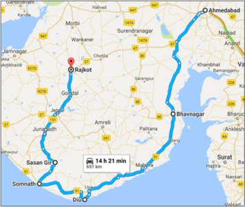 Gujarat - Route map
