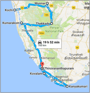 Kolorful Kerela - Route map