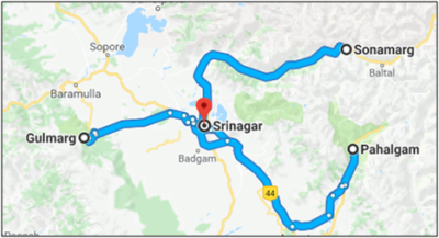 Kashmir Route map