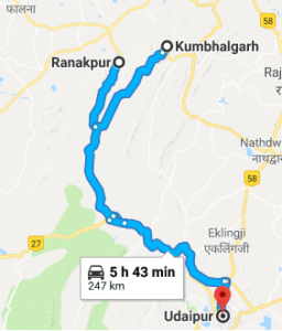 Udaipur Route map