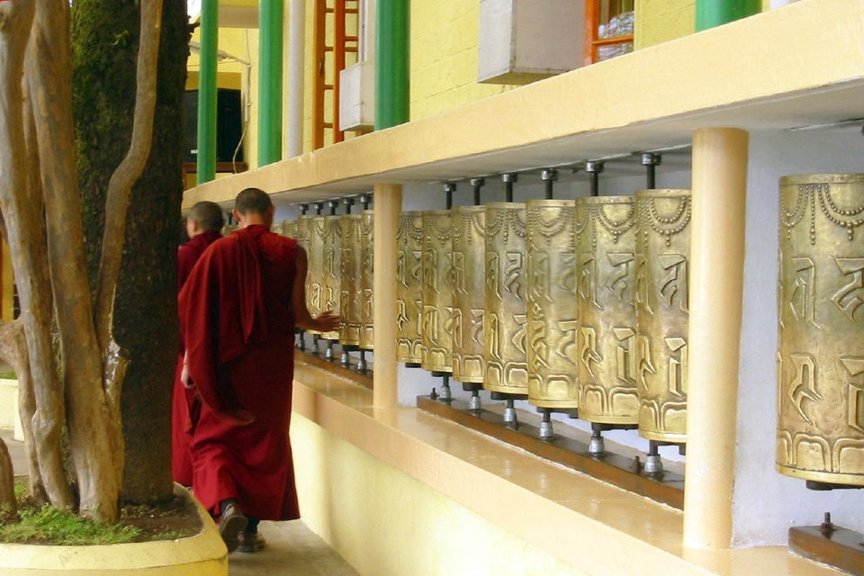Prayer wheels at Tsuglagkhang temple, McLeod Ganj